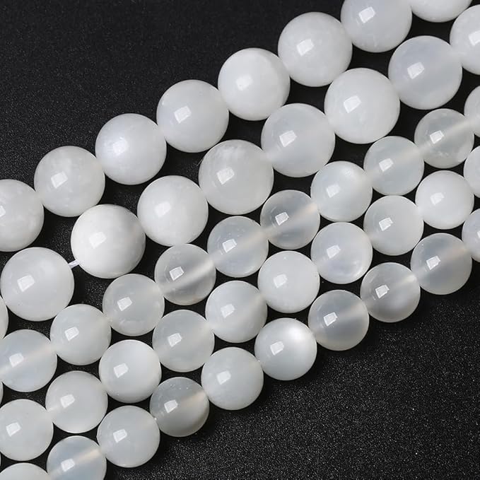 36pcs 10mm Natural White Moonstone Beads AAA Gemstone Round Loose Beads for Jewelry Making DIY Bracelets Necklaces Crystal Energy Healing Stone Beads 15" (10mm, White Moonstone)