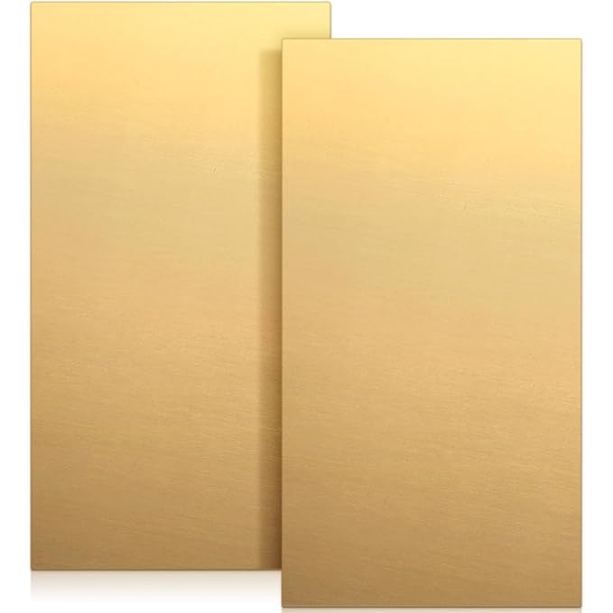 Tandefio 2 Pcs Brass Sheet 12" x 6", 14 Gauge(0.06") Thickness Brass Plates Metal Film Attached Brass Plates for DIY Handicrafts Jewelry Model Crafts Repairs Electrical