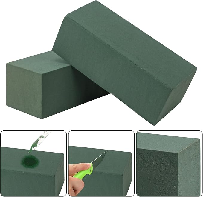 IHDYPPEW 8 PCS Green Floral Foam Blocks, 9"L x 4"W x 3.2"H Floral Foam for Flower Arrangements, Dry and Wet Florist Foam for Flowers, Flower Foam Bricks for Flowers Business, Outdoor, Weddings