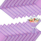 FUHITIM 20 Sheets Flower Wrapping Paper - Waterproof Floral Bouquet Packaging Paper for DIY Crafts，Florist Supplies Packaging Paper for Wedding Birthday Gift (Translucent Lilac Purple)