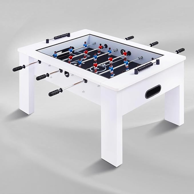 Foosball Coffee Table, 42" Soccer Game Table with Tempered Glass, Modern Game Table with 2 Balls for Adults, Kids, Home, Indoor Family Living Room