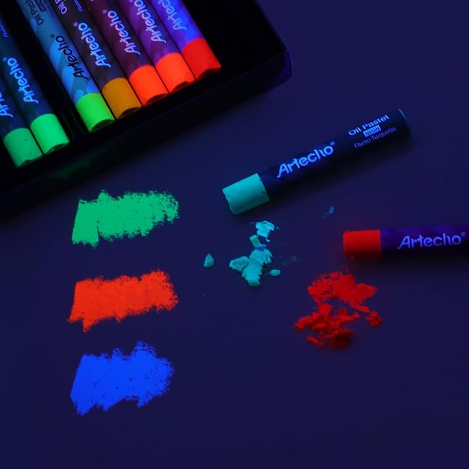 Artecho 72PCS Neon Oil Pastels Set of 12 Colors 6 Packs, Soft Oil Pastels for Art Painting, Drawing, Blending, Art Supplies for Artists, Beginners, Students, Teacher (10 x 70 mm)