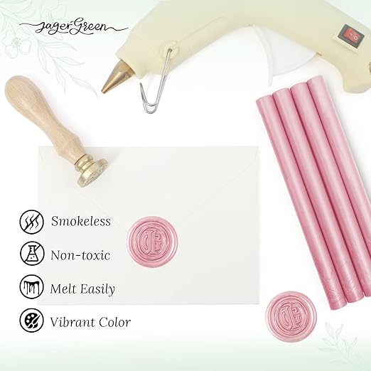 Glue Gun Wax Seal Sticks, 8 Pcs Pink Sealing Wax Sticks for Wedding Invitation Envelopes, Antique Stamp Seals, Letter Sealer, Scrapbook Supplies, Christmas Cards, Gifts Wrapping