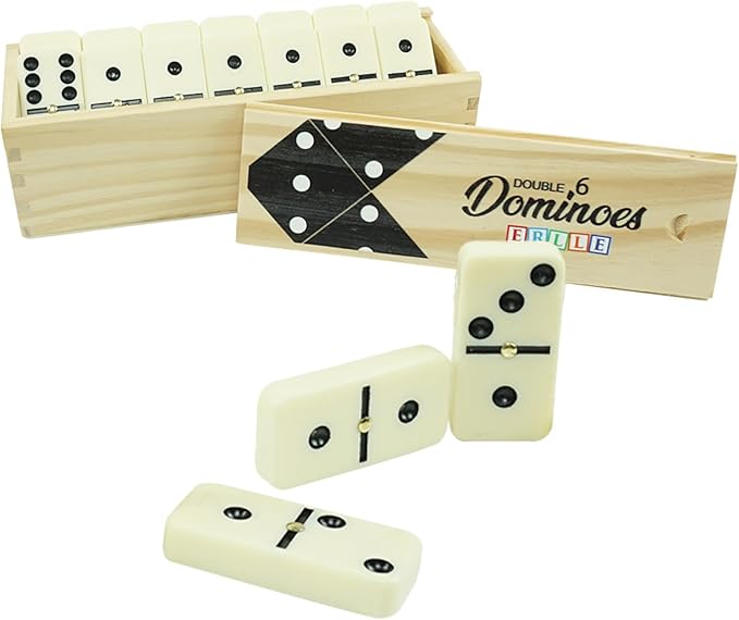 ERLLE - Jumbo Dominoes Set, Extra-Large Double Six Domino Set for Kids & Adults, Premium Giant Dominoes for Outdoor & Indoor Games, Classic Mexican Train, Chicken Foot, and Family Game Night Fun