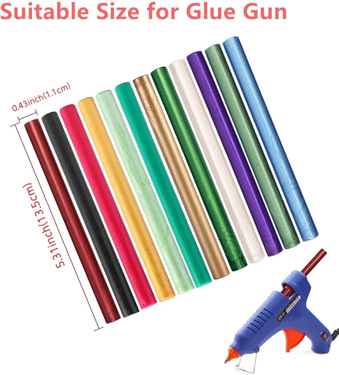 15 Piece Glue Gun Sealing Wax Sticks for Wax Seal Stamp, Blue Wax Sealing Sticks for Wedding Invitations, Cards, Envelopes