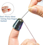 ZESION 4Pcs Sewing Thimbles, Metal Thimbles for Hand Sewing Finger Protector, Quilting Craft Accessories for Knitting Needlework DIY Tools, Dazzling
