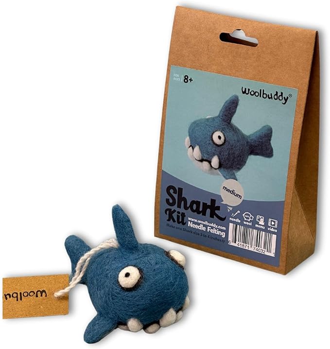 Woolbuddy Needle Felting Kit for Beginners Adults, Shark Sea Animal Project, Includes Tools, Supplies, and Instructions for Easy DIY Crafts