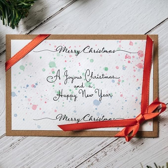 Merry Christmas Clear Stamps for Card Making and Photo Album Decorations, Happy New Year Words Winter Snowflake Frame Clear Rubber Stamps for Card Making Decoration and DIY Scrapbooking
