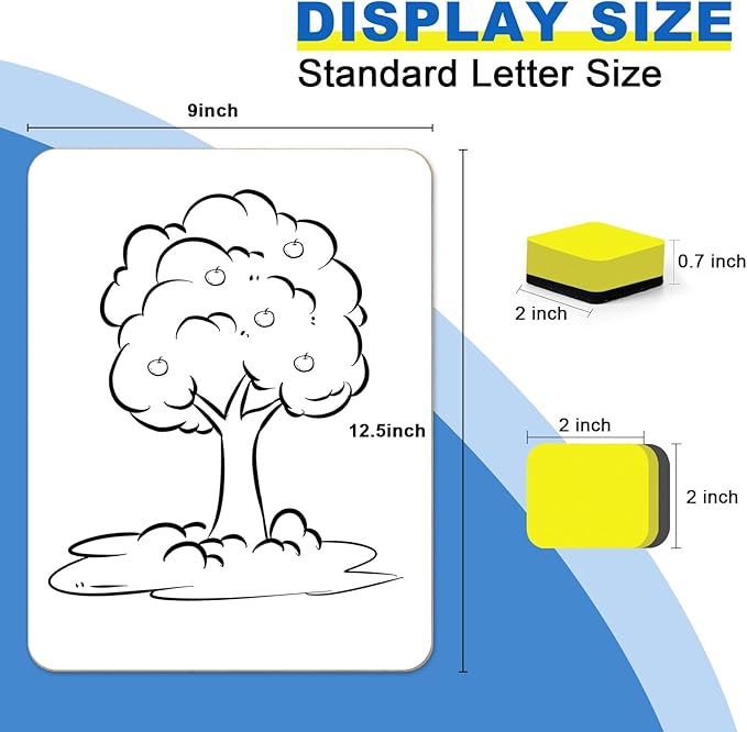 Dry Erase Lapboards, HERKKA 25 Pack Double Sided Small Dry Erase Whiteboards 9 x 12.5 Inch with 25 Erasers, Small Dry Erase Boards for Classroom Teacher Supplies, Personal White Boards for Students