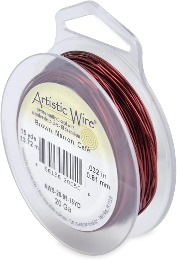 Artistic Wire, 20 Gauge Tarnish Resistant Colored Copper Craft Wire, Brown, 15 yd