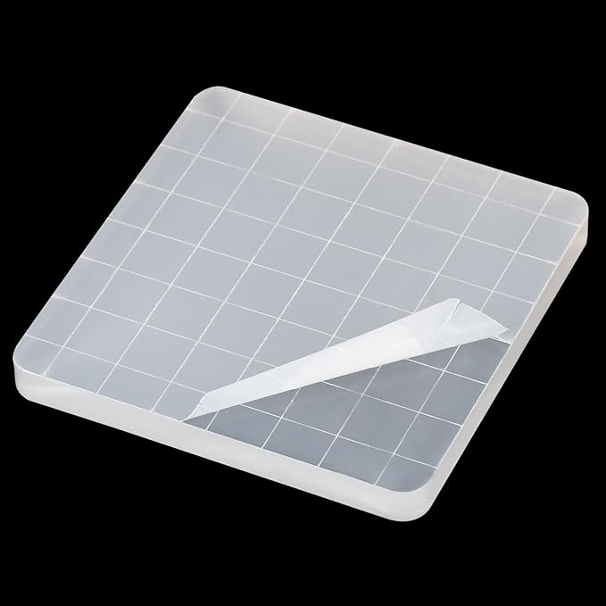 PATIKIL 3" x 3" Acrylic Stamp Block, 2 Pack Clear Stamping Block with Grid Lines Decorative Mounting Blocks Square for Scrapbooking DIY Crafts Card Making