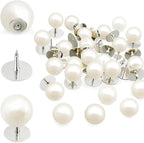 30 Sets Pearl Buttons No Sew Buttons for Clothes, 10mm Pearl Brooch Pins Reusable for Women, White Safety Pins for Dresses, Shirts, DIY Crafts, Fashion Decorative Accessories