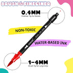 36 Dual Brush Marker Pens, 36 Colors Art Marker Set with Brush Tip and Fineliner Tip for Adults Coloring Books, Aesthetic School Art Supplies No Bleeding
