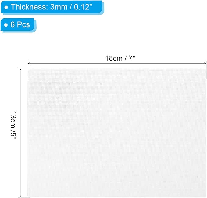 PATIKIL 5x7 Canvas Boards for Painting, 6 Pack 100% Cotton Square Triple Primed Stretched Blank Art Canvas Panel Bulk Thin for Acrylic, Oil, Tempera Paints, White
