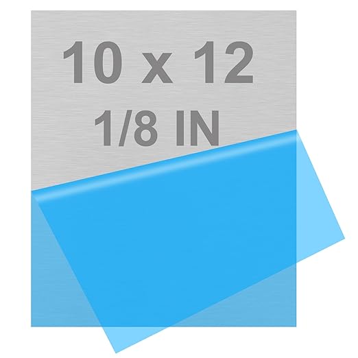 6061 T651 Aluminum Sheet Metal 10 x 12 x 1/8 (0.125") Inch Thickness Rectangle Metal Plate Covered with Protective Film, 3MM Aluminum Sheet Plate Flat Stock, Finely Polished and Deburred