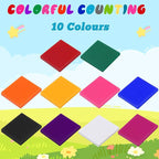 Coopay 200 Pcs Plastic Square Color Tiles, Bingo Chips, Poker Chips, Color Sorting, Math Counters, Game Tokens, Counting Manipulatives for Kids Elementary School Classroom Learning Development Toys