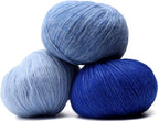 Pullu - Baby Alpaca Merino Wool Yarn Set of 3 Skeins (150 Grams) Worsted Weight - Sourced Directly from Peru - Heavenly Soft and Perfect for Knitting and Crocheting (Heather Sky Blue)