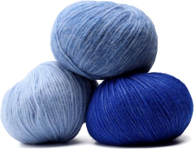 Pullu - Baby Alpaca Merino Wool Yarn Set of 3 Skeins (150 Grams) Worsted Weight - Sourced Directly from Peru - Heavenly Soft and Perfect for Knitting and Crocheting (Lavender Fields)