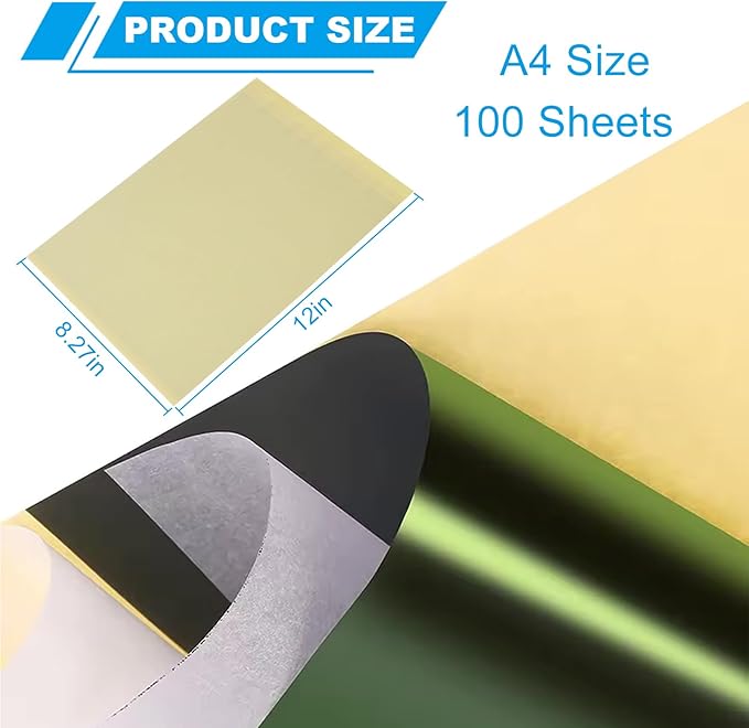Tattoo Transfer Paper 100 Sheets, Thermal Stencil Paper for Tattooing A4 Professional Tracing with Crisp Transfer 4 Layer Stencil Paper 8.27" x 12" Tattoo Supplies for Studios & Beginners