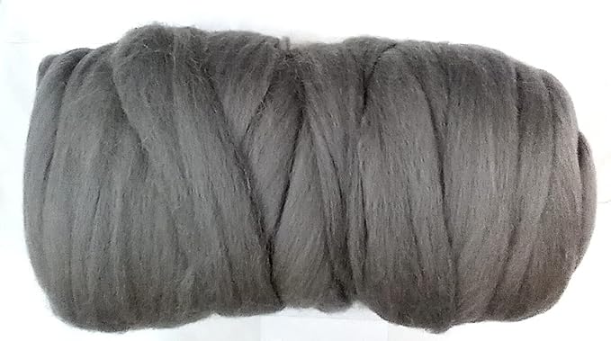 Kondoos Colored Natural Wool roving, 1 lb. Best Wool for Needle Felting, Wet Felting, handcrafts and Spinning. (Silver, 1 lb)