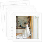 MBC Mat Board Center, 5 Pack 12x12 for 10x10 White Picture Mats Frame Mattes, Bevel Cut, Acid Free, 4-ply Thickness