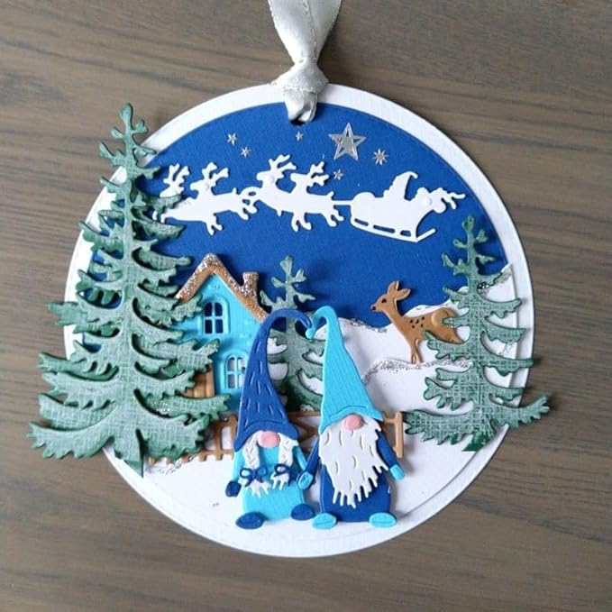 Metal Cutting Dies DIY Embossing Stencil Template Scrapbooking Card Making Mold Photo Album Arts Crafts Tools (Christmas Doll Set-6.3x8cm)