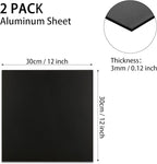 2 Pack 12 x 12 x 1/8 (0.12") Inch 5052 Anodized Aluminum Sheet, 3 mm Thick Black Laser Engraving Blanks, Anodized Aluminum Metal Plate for Crafting Printing