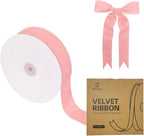 15 Yards Velvet Ribbon 1-1/2 Inch Single Face Pink Velvet Ribbon Spool Prefect for Wedding, Ribbons for Gift Wrapping, Christmas Tree Ornaments Wreath Hair Bows, Ribbons for Crafts