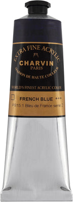 Charvin Extra Fine Professional Acrylic Paint - French Blue, 150ml Tube, Triple-Milled, Lightfast Pigments, Open Stock Artist Acrylic Paints in Nature-Inspired Hues