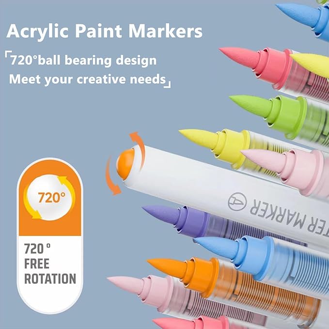 Water Based Acrylic Paint Markers, 9 Colors Acrylic Paint Pens Set with Soft Brush Tip, Marker Pen for Rock Painting, Egg, Wood, Glass, Paper, Acrylic Painter Ink (Lip Gloss Red Series)
