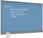 U Brands Magnetic Glass Dry-Erase Board, 24" X 18" Inches, Blue Surface, White Aluminum Frame