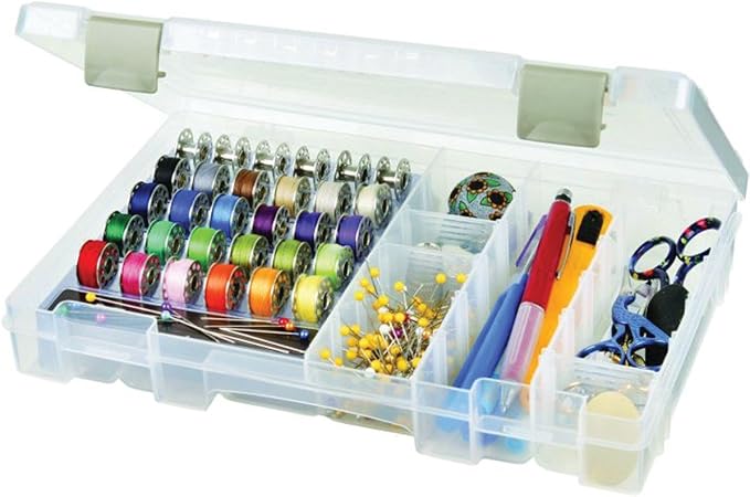 ArtBin 6911AB Sew-Lutions Bobbin/Supply Box Sewing Organizer, [1] Plastic Storage Case, Clear