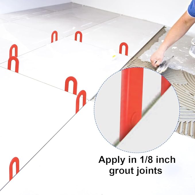 DGSL Tile Leveling System Tile Spacers 1/8 Inch, 500 pieces Horseshoe Shim U Shape Plastic Tile Leveling Clips for Various Types of Tile Leveling (Red)