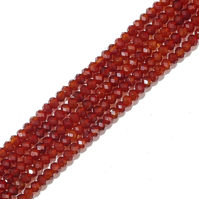 Natural Red Agate Beads 4x2mm 120pcs Faceted Rondelle Loose Semi Gemstone Beads for Jewelry Making Design