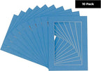 6x8 Mat for 8x10 Frame - Precut Mat Board Acid-Free Show Kit with Backing Board, and Clear Bags Bay Blue 6x8 Photo Matte Made to Fit a 8x10 Picture Frame Matboard for Framing, Pack of 10 Mats