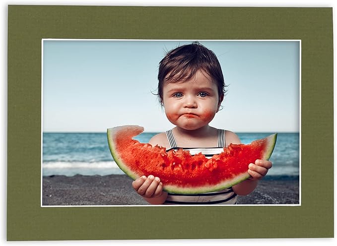 11x14 Mat for 8.5x11 Photo - Precut Dill Green Picture Matboard for Frames Measuring 11 x 14 Inches - Bevel Cut Matte to Display Art 8.5 x 11 Inches - Acid Free ONE MAT with Backing Board & Clear Bag