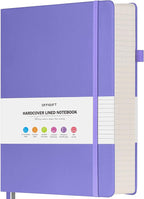 Lined Notebook Journal for Women Men, Large A5 College Ruled Notebook, 312 Numbered Pages Notebooks for Work, 100gsm Paper Daily Journal, Hardcover Vegan Leather Journals for Writing Office, Purple
