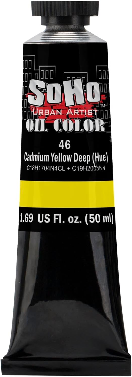 Soho Urban Artist Oil Paint - Cadmium Yellow Deep Hue, 50 ml Tube - Best Valued Oil Colors for Painting, Excellent Pigment Load