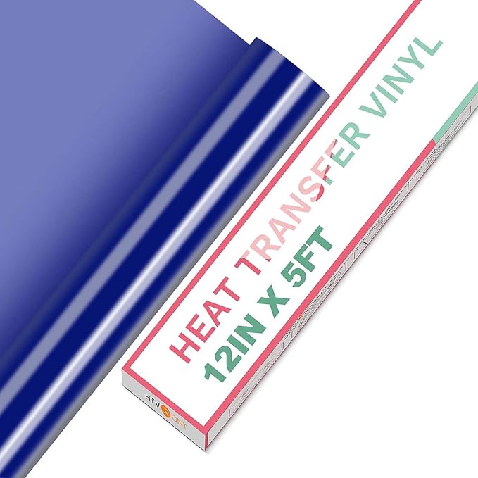 HTVRONT HTV Heat Transfer Vinyl Rolls - 12" x 5ft Blue, Iron on, Easy to Cut & Weed for Shirts & All Cutter Machines (Royal Blue)