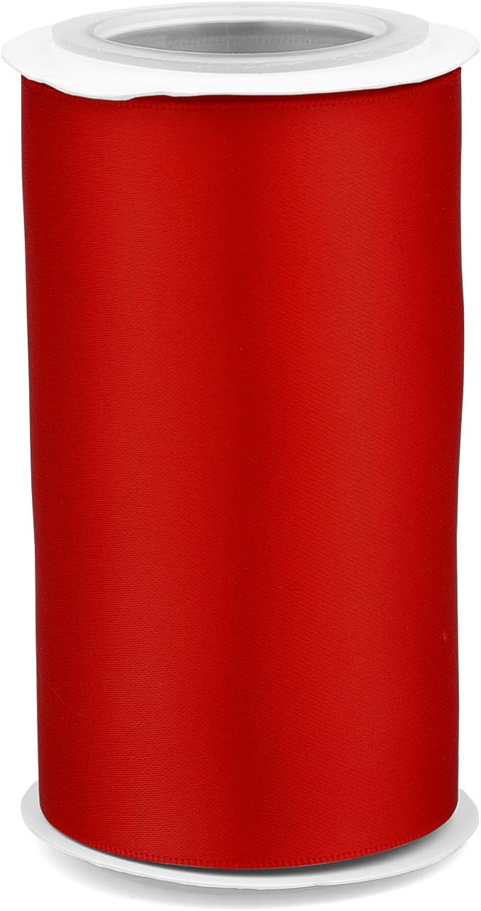 Humphrey's Craft 4 Inch Scarlet Red Double Faced Satin Ribbon - 5 Yards Variety of Color for Crafts Grand Opening Cutting Ceremony Decoration Sewing Chair Sash Wedding and Dining Tables.