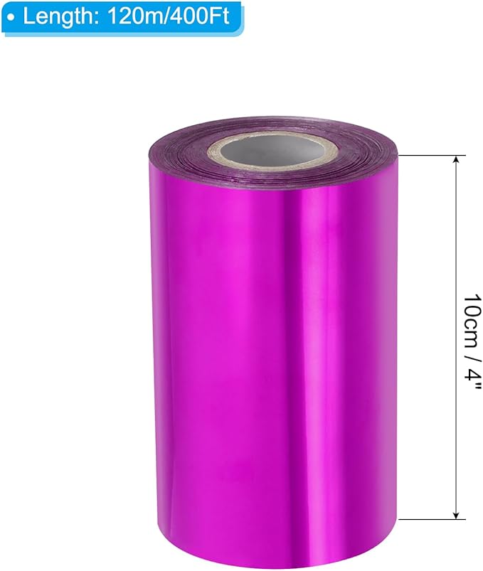 PATIKIL 4"x400Ft Hot Stamping Foil Paper, Heat Transfer Hot Stamping Paper Foil Roll for Leather DIY Logo Decor Craft Gift Package Scrapbook Card, Rose Purple