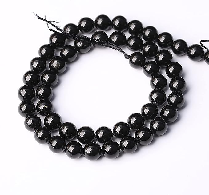46pcs 8mm AAAA Natural Black Tourmaline Gemstone Beads Round Loose Beads for Jewelry Making DIY Bracelet Necklace