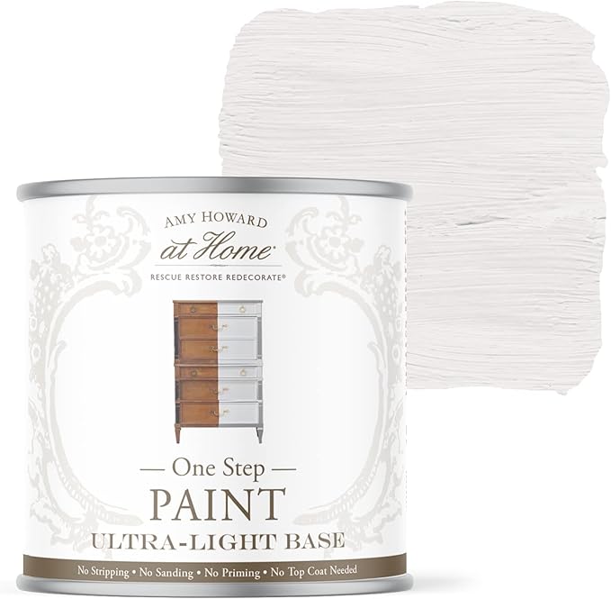 AMY HOWARD AT HOME Chalk-Based One Step Paint for Furniture, Cabinetry, Decor, Finish, and More | No Stripping, Sanding, or Priming | Ultra-Light Base | 32 Ounce | Italian Silver