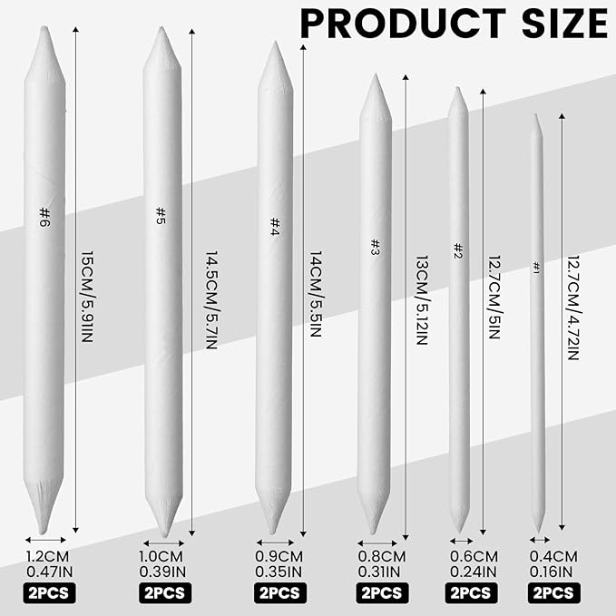 18Pcs Blending Stumps for Drawing, Paper Art Blenders, Art Blending Pencils Supplies, Drawing Pencils for Student Artist Charcoal Sketch Painting Tools, Shading Pencil for Sketching Supplies