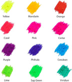 Mont Marte Fluoro Oil Pastels Signature 12pc, 12 Assorted Colors, Vibrant Oil Pastel Set, Great Blending and Layering, Ideal for Art, Craft, Coloring and Sketching