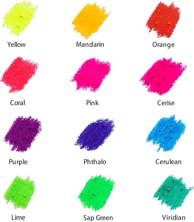 Mont Marte Fluoro Oil Pastels Signature 12pc, 12 Assorted Colors, Vibrant Oil Pastel Set, Great Blending and Layering, Ideal for Art, Craft, Coloring and Sketching