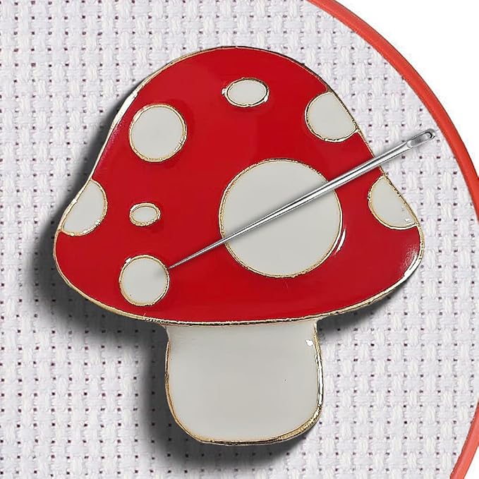 Magnetic Needle Minder Magnet Embroidery Accessories and Supplies Embroidery Needle Holder Cross Stitch Holder Needlework Supplies (Cardinal) (Mushroom)