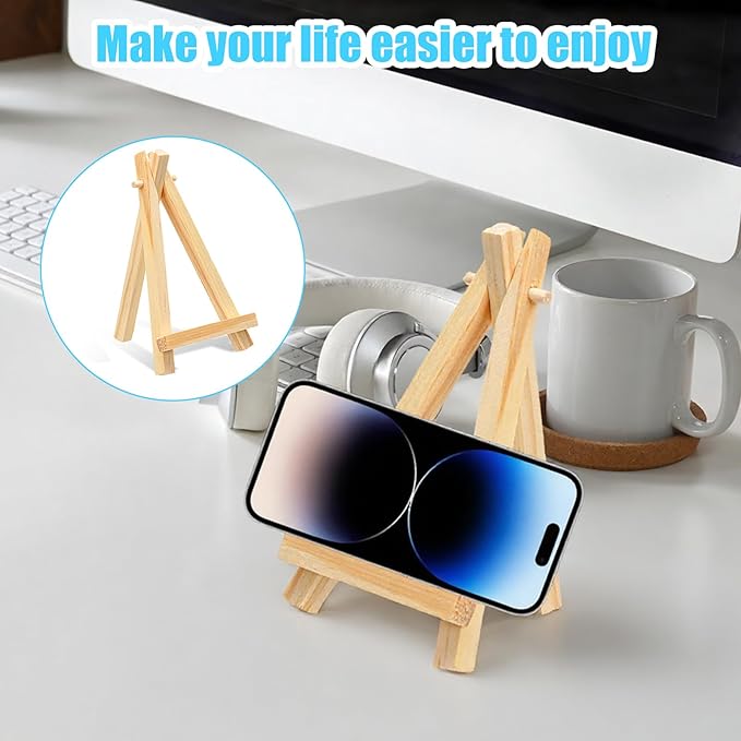 60 Pack 5 Inch Wood Mini Easel, Art Craft Painting Small Display Easel Natural Wooden Tripod Holder Stand, A-Shaped Mini Wood Easels for Display Small Canvases Cards Photos DIY Crafts