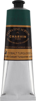 Charvin Extra Fine Professional Acrylic Paint - Cobalt Turquoise, 150ml Tube, Triple-Milled, Lightfast Pigments, Open Stock Artist Acrylic Paints in Nature-Inspired Hues