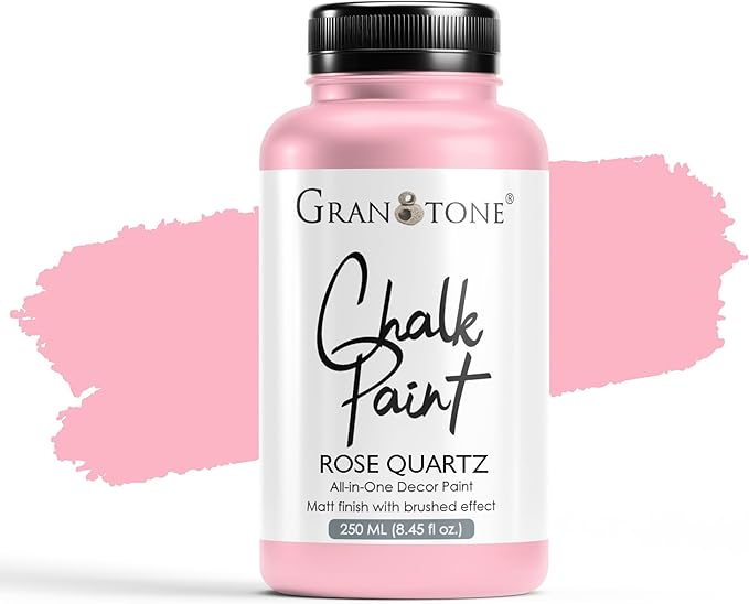 GRANOTONE Chalk Paint for Furniture | Matt-Finish Water-Based Acrylic Paint for Wood, Walls, Metal, Glass, Paper, Fabric Canvas | Maximum Coverage Chalk Paint for Kids & Adults, 250 Ml (ROSE QUARTZ)